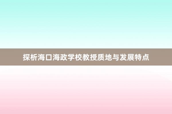 探析海口海政学校教授质地与发展特点